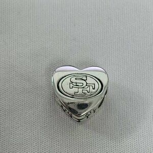 Pandora San Francisco 49'rs Exclusive Heart Charm Pendant, S925 Silver Jewelry